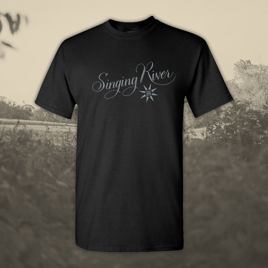 Singing River Script & Sun "New York West" T-Shirt - Black