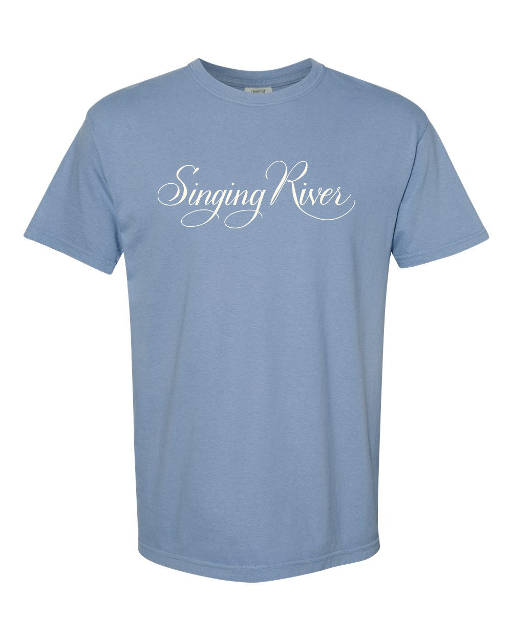 Singing River Script Tee Shirt - Comfort Colors - Washed Denim
